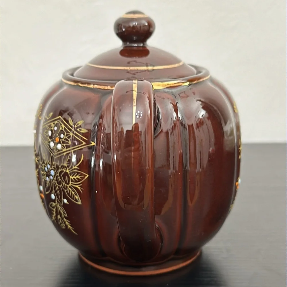 1940’s Vintage Japanese Moriage Hand Painted Pottery Teapot